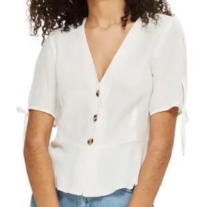 Topshop Bryony Tea Button Front Ivory Blouse - 8US